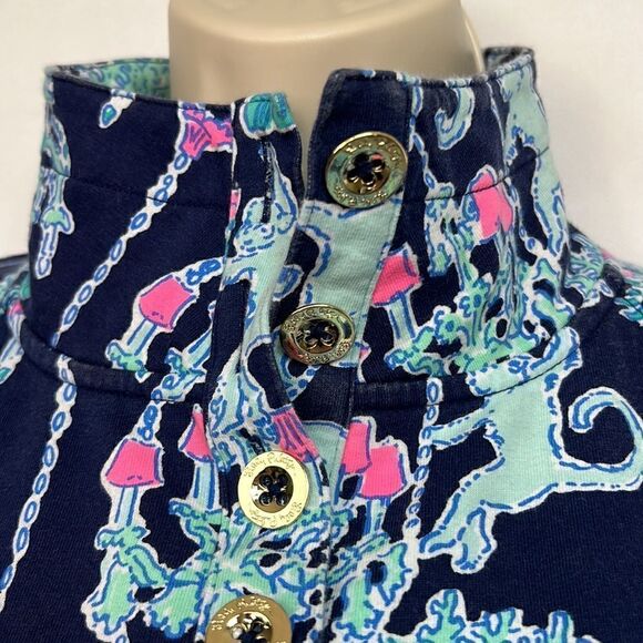 Lilly Pulitzer Long sleeve Navy Button up top xxs EUC - Picture 6 of 10